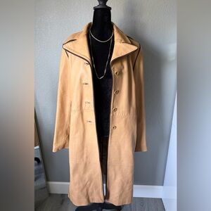 Vintage Oscar Leopold Lambskin Leather Trench Coat – Size L